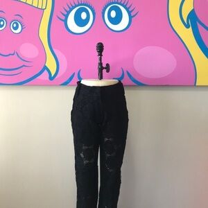 Rococo Black Leather / Suede Laser Cut Pants